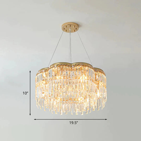 Floral Drum Chandelier Postmodern Gold Modern