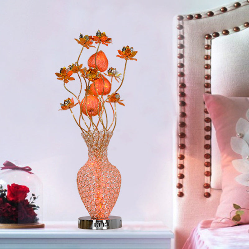 Aubrey - Gold Led Table Lighting Art Decor Crystal Embedded Pineapple - Like Blossom Nightstand Lamp