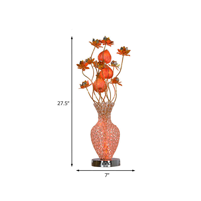 Aubrey - Gold Led Table Lighting Art Decor Crystal Embedded Pineapple - Like Blossom Nightstand Lamp
