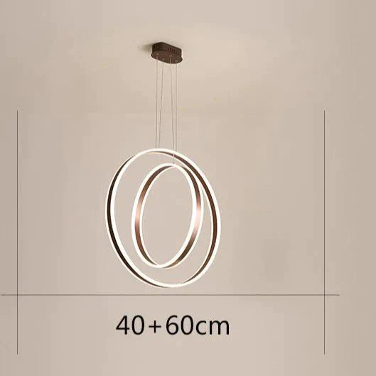 Round Personality Led Nordic Restaurant Chandelier 40 + 60Cm/80W / White Light Pendant