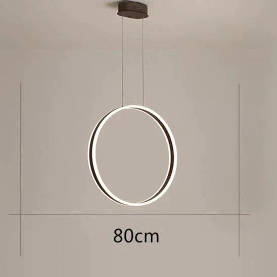 Round Personality Led Nordic Restaurant Chandelier 80Cm/60W / White Light Pendant