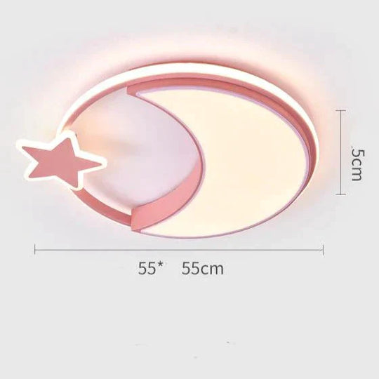 Children’s Room Lamp Bedroom Simple Modern Ceiling Nordic Cartoon Creative Star Moon D / Warm