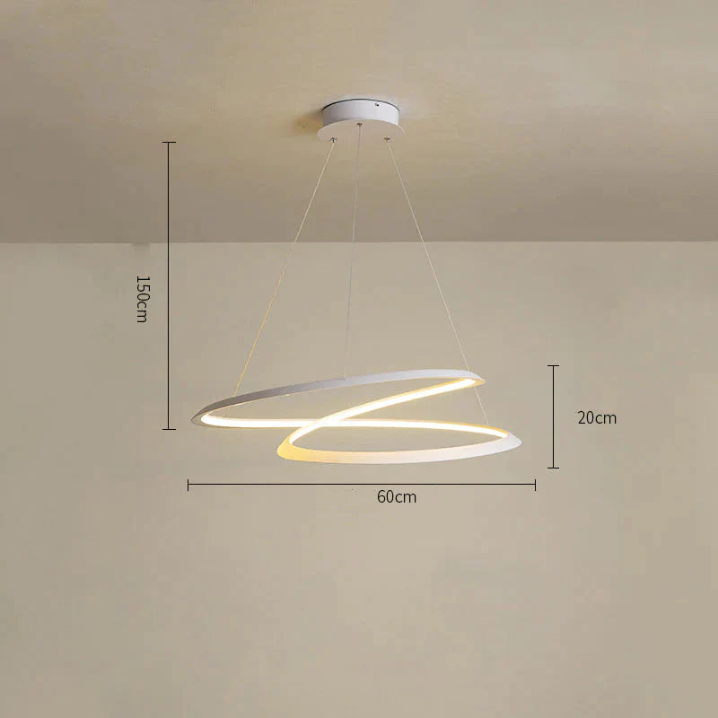 Household Simple Led Dining Room Lights Bedroom Wrought Iron Circular Lighting Lamps White / Small