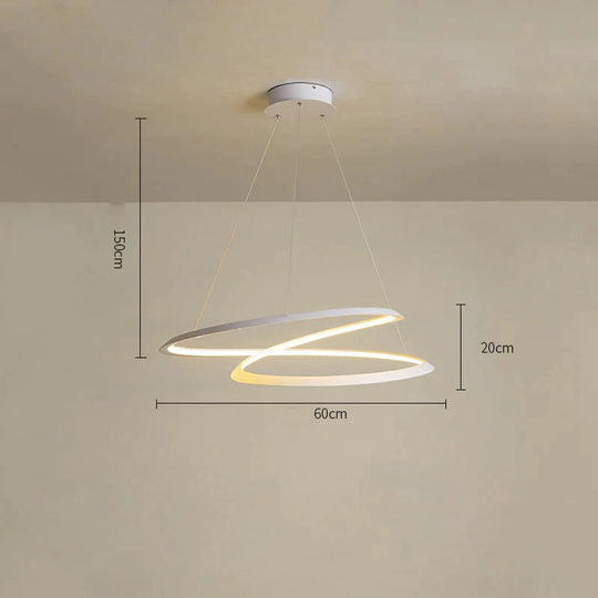 Household Simple Led Dining Room Lights Bedroom Wrought Iron Circular Lighting Lamps White / Small