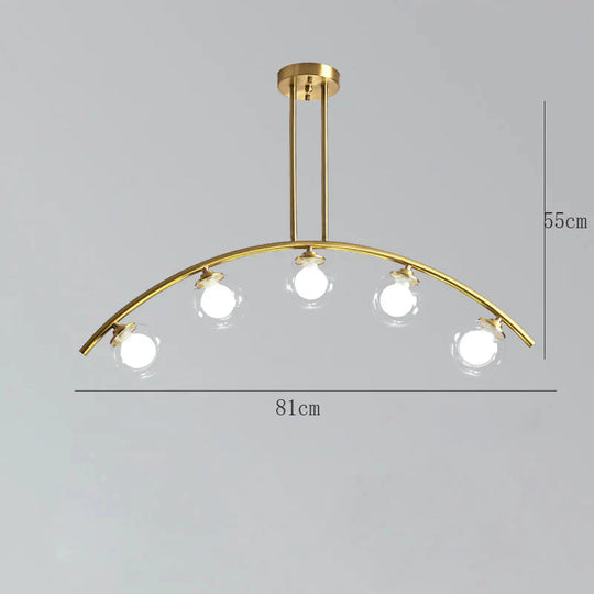 Nordic Restaurant Long Copper Chandelier Bar Minimalist Creative Personalized Glass Lamp Net Red