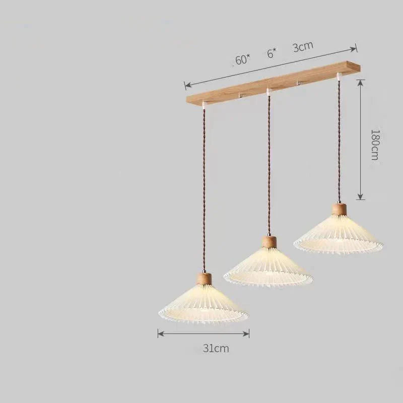 Nordic Pleated Bedside Chandelier Solid Wood Household Bedroom Dining Room B&B Minimalist Creative