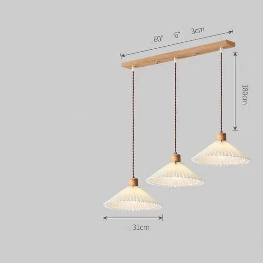 Nordic Pleated Bedside Chandelier Solid Wood Household Bedroom Dining Room B&B Minimalist Creative