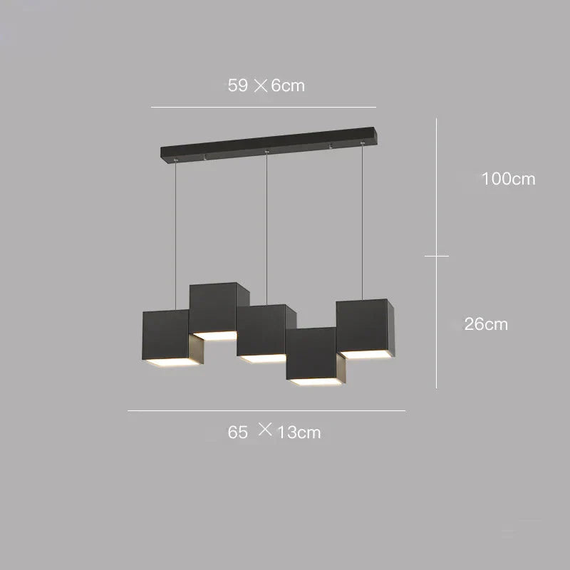 Simple Modern Bar Table Lamp Office Chandelier Designer Creative Geometric Dining Room Black / 5