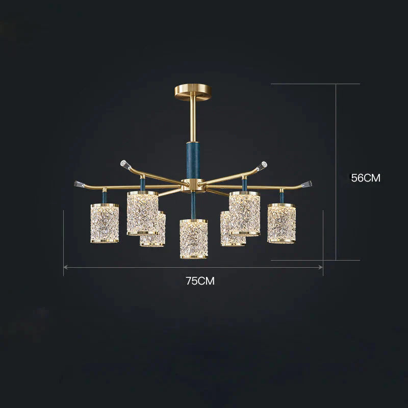 Nordic Luxury Crystal Living Room Chandelier Copper Postmodern Restaurant Simple Creative