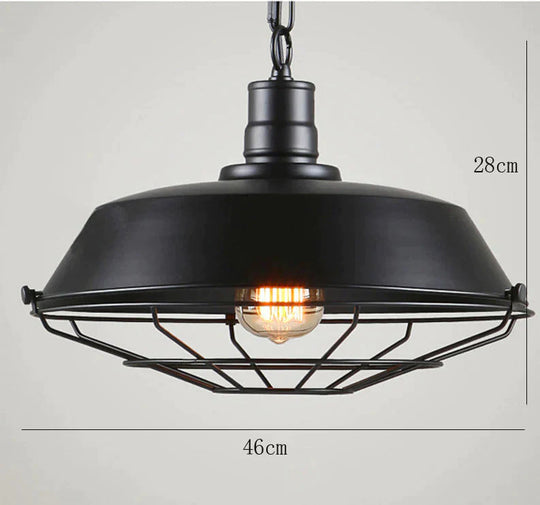Retro Personality Art Guest Dining Room Lamp Single Head Bar Lid Chandelier Black With Net /