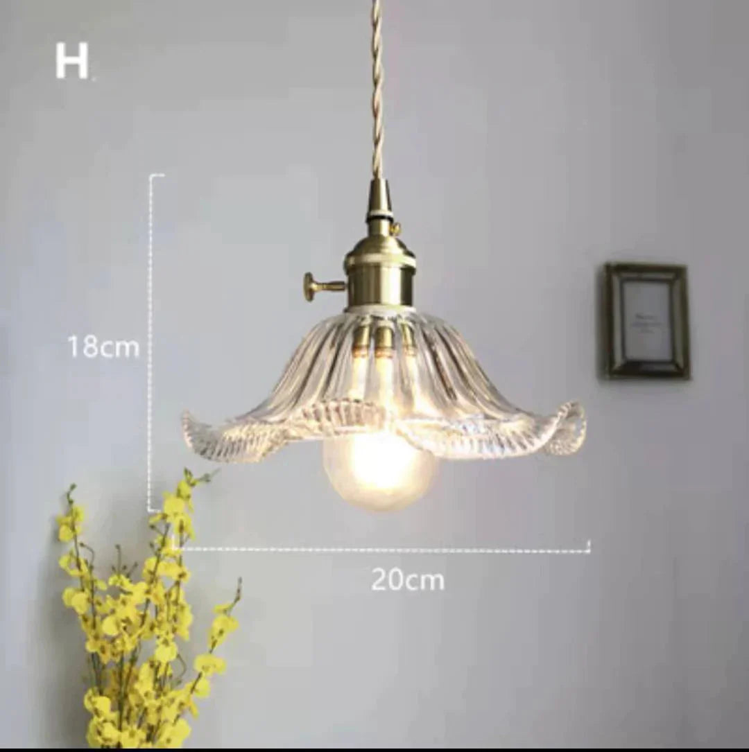 Brass Glass Bell Bedside Chandelier Nordic Simple Restaurant Bar Porch Balcony Lamp H Pendant