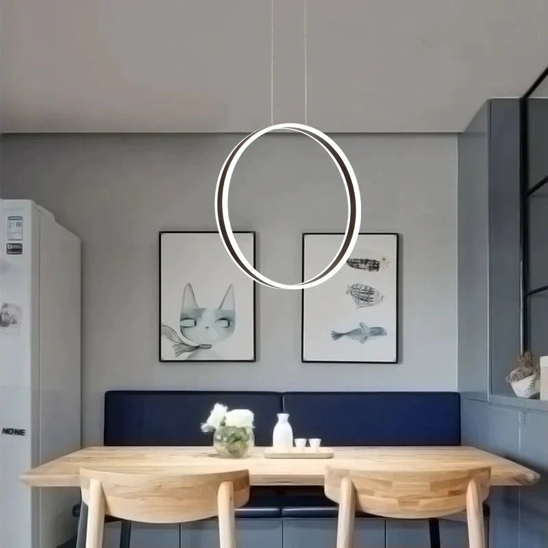 Round Personality Led Nordic Restaurant Chandelier 40Cm/35W / White Light Pendant