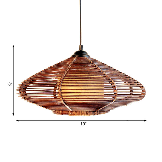 Vera - Asian Style Hand - Woven Rattan Hanging Light In Brown