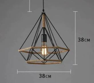 Hemp Rope Lamp Retro Creative Personality American Rural Small Chandelier J / No Bulb Pendant