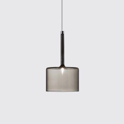 Sofia - Modernist 1 - Light Grey/Red/Orange Led Pendant Light Fixture Grey / Drum