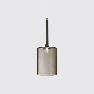 Sofia - Modernist 1 - Light Grey/Red/Orange Led Pendant Light Fixture Grey / Cylinder