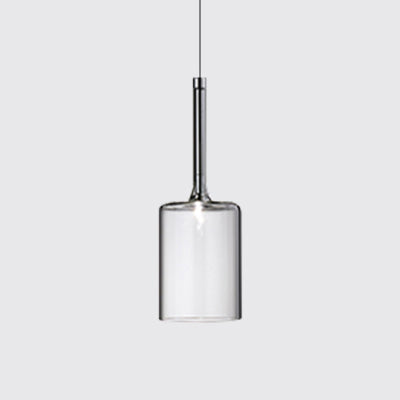 Sofia - Modernist 1 - Light Grey/Red/Orange Led Pendant Light Fixture Clear / Cylinder