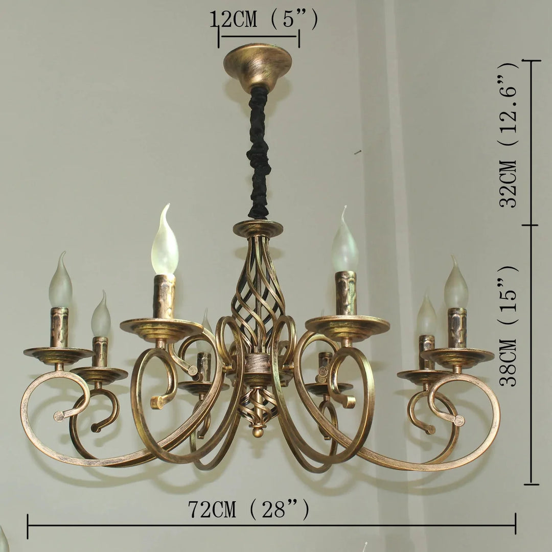 Retro Chandelier American Country Creative Wrought Iron Personality 8 Heads / No Bulb Pendant