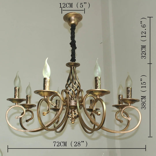 Retro Chandelier American Country Creative Wrought Iron Personality 8 Heads / No Bulb Pendant