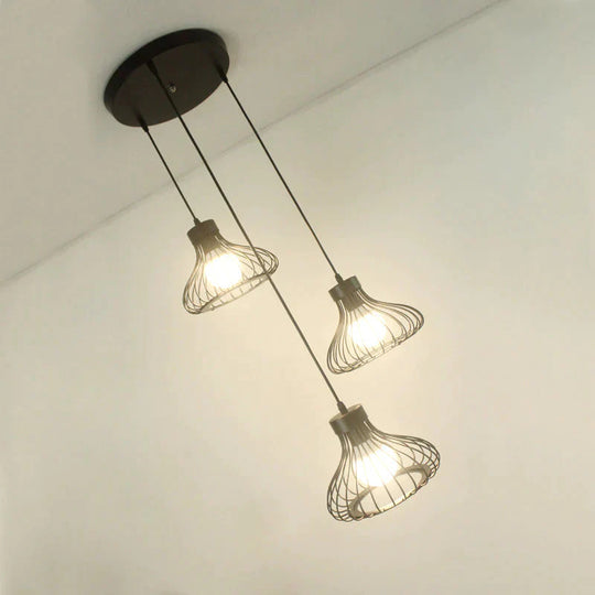 Retro Iron Chandelier Restaurant Bar Creative Black Wire Pendant