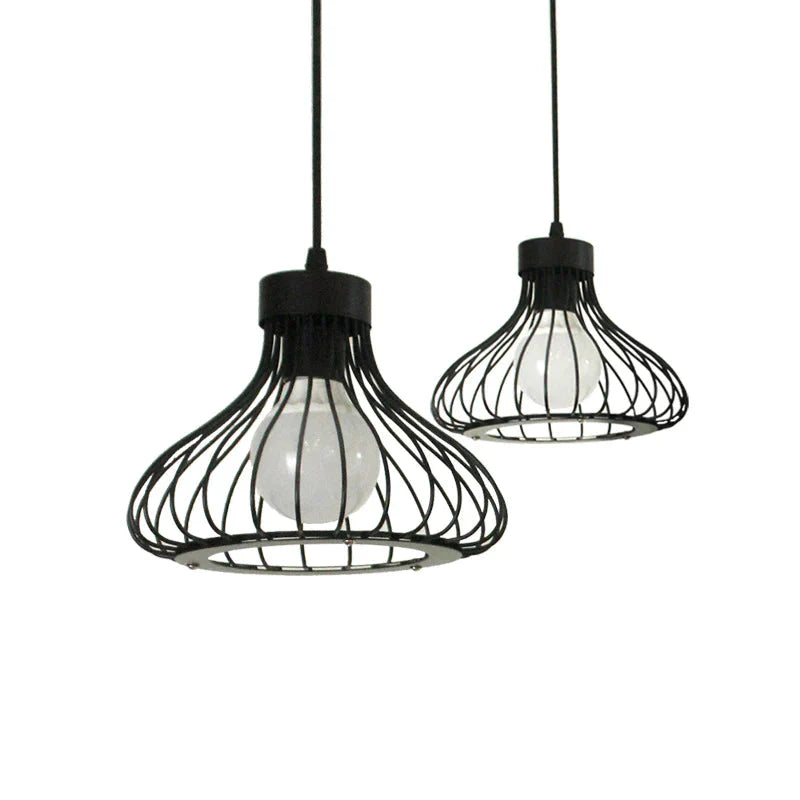 Retro Iron Chandelier Restaurant Bar Creative Black Wire Pendant