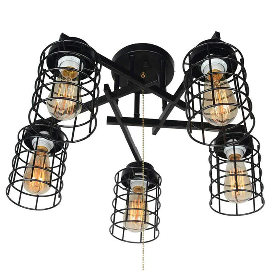 American Retro Industrial Restaurant Living Room Bedroom Study Wrought Iron Ceiling Lamp