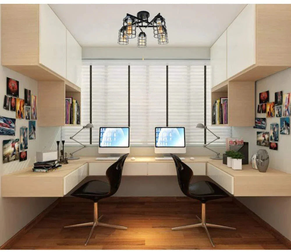 American Retro Industrial Restaurant Living Room Bedroom Study Wrought Iron Ceiling Lamp