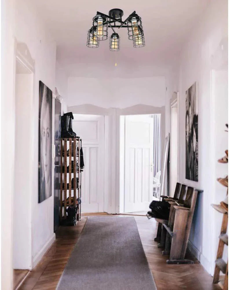 American Retro Industrial Restaurant Living Room Bedroom Study Wrought Iron Ceiling Lamp