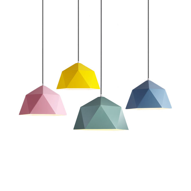 Sabine - Macaron Pendant Light: Polyhedral Bowl Metallic Finish