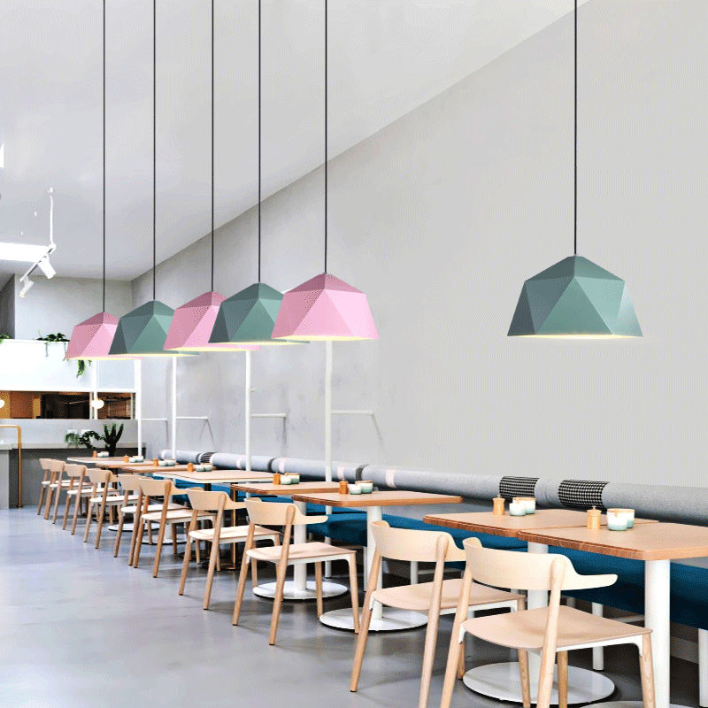 Sabine - Macaron Pendant Light: Polyhedral Bowl Metallic Finish