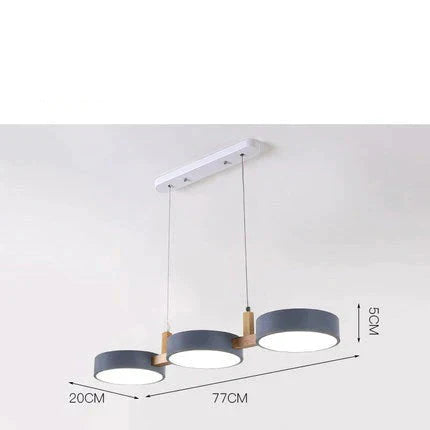Three Head Restaurant Lamp Modern Simple Makaron Color Bar Bedroom Cafe Chandelier Gray / 3 Heads