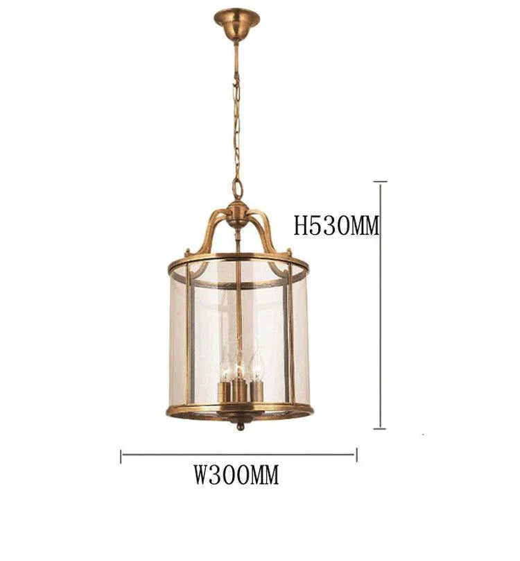 American All Copper Chandelier Glass Birdcage Lamp Pendant