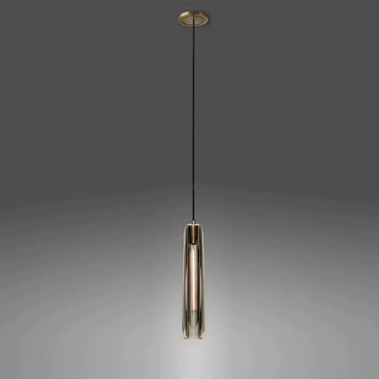 American Simple Copper Crystal Chandelier Bedroom Bedside Single Head Smoke Gray Pendant