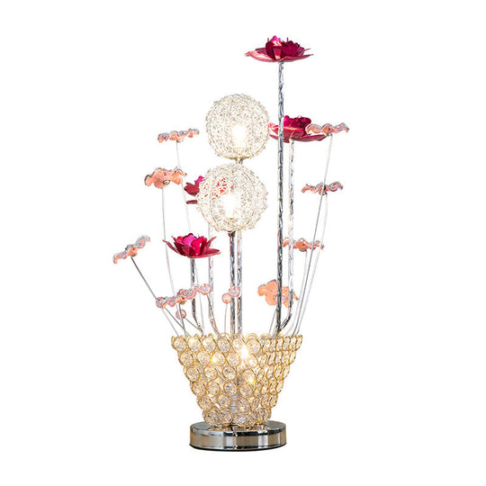 Stella - Golden Art Decor Rose And Dandelion Night Light Led Ironic Desk Lighting With Inserted