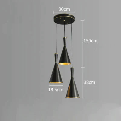 Bedroom Bedside Copper Personality Simple Cafe Bar Single Head Three Restaurant Chandelier Black /