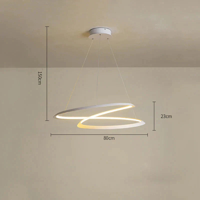 Household Simple Led Dining Room Lights Bedroom Wrought Iron Circular Lighting Lamps White / Medium