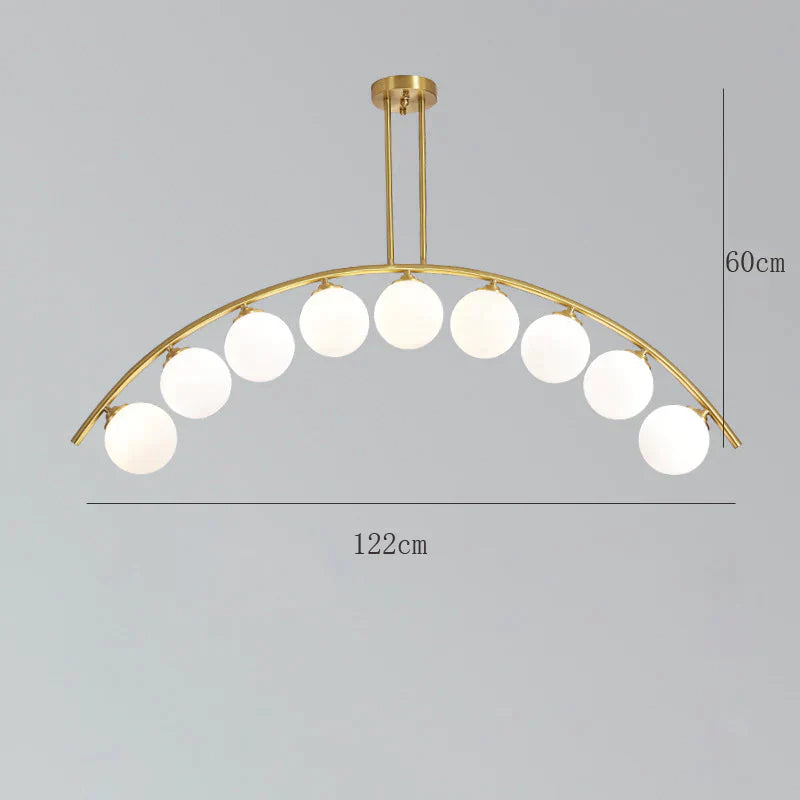 Nordic Restaurant Long Copper Chandelier Bar Minimalist Creative Personalized Glass Lamp Net Red