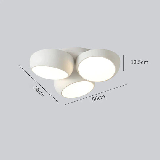 Simple Modern Atmosphere Living Room Bedroom Ceiling Lamp White / 3 Heads Tri - Color Light