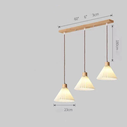 Nordic Pleated Bedside Chandelier Solid Wood Household Bedroom Dining Room B&B Minimalist Creative