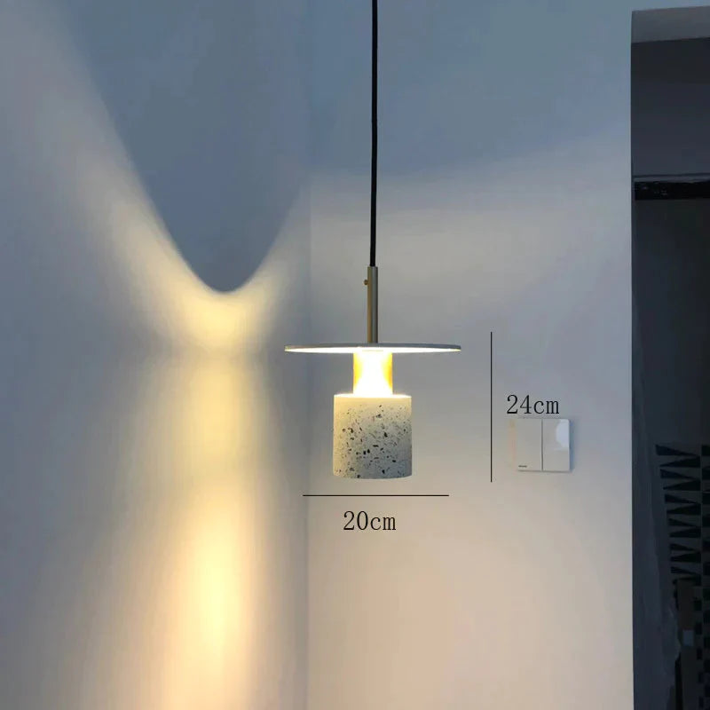 Terrazzo Lamp Indoor Simple Led Chandelier Coffee Shop Spherical Teahouse Office Cement White /