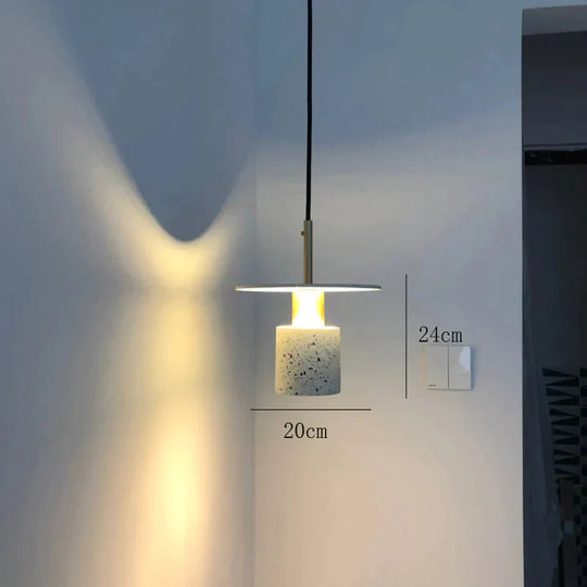 Terrazzo Lamp Indoor Simple Led Chandelier Coffee Shop Spherical Teahouse Office Cement White /