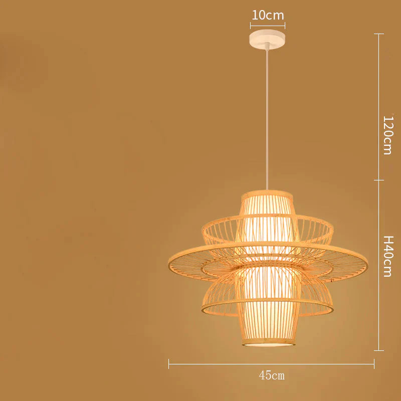 Bamboo Lanterns Restaurant Simple Tearoom Home Stay Chandelier As Show / Dia45Cm No Bulb Pendant