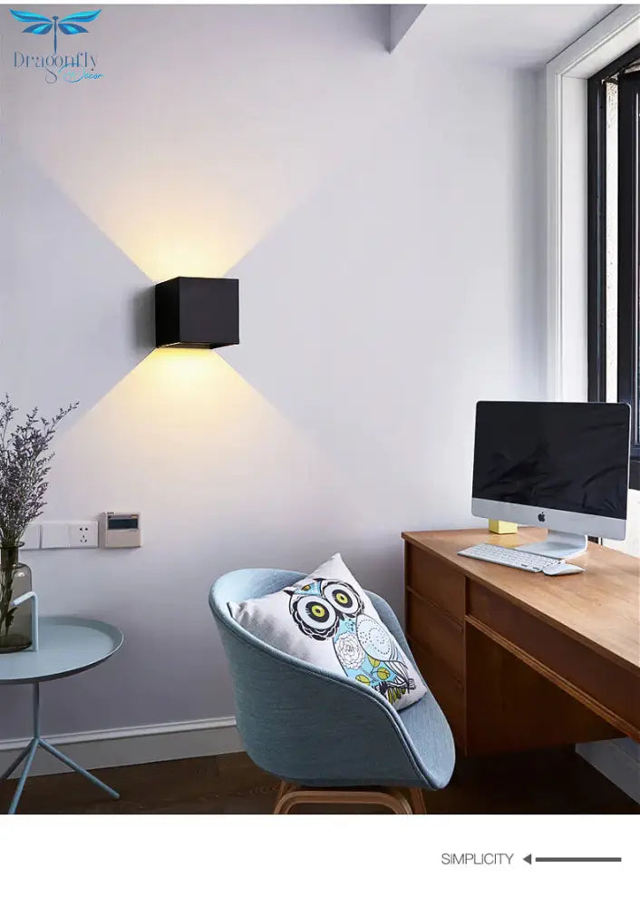 12W Dimmable Cob Modern Brief Cube Adjustable Surface Mounted Led Wall Lamp Outdoor Waterproof