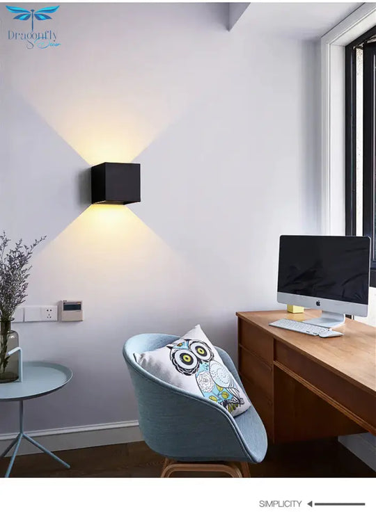 12W Dimmable Cob Modern Brief Cube Adjustable Surface Mounted Led Wall Lamp Outdoor Waterproof