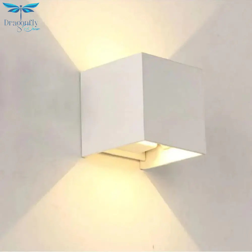 12W Dimmable Cob Modern Brief Cube Adjustable Surface Mounted Led Wall Lamp Outdoor Waterproof