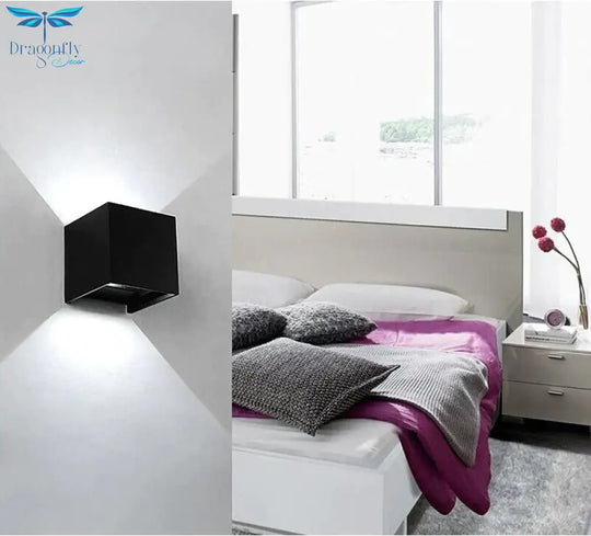 12W Dimmable Cob Modern Brief Cube Adjustable Surface Mounted Led Wall Lamp Outdoor Waterproof