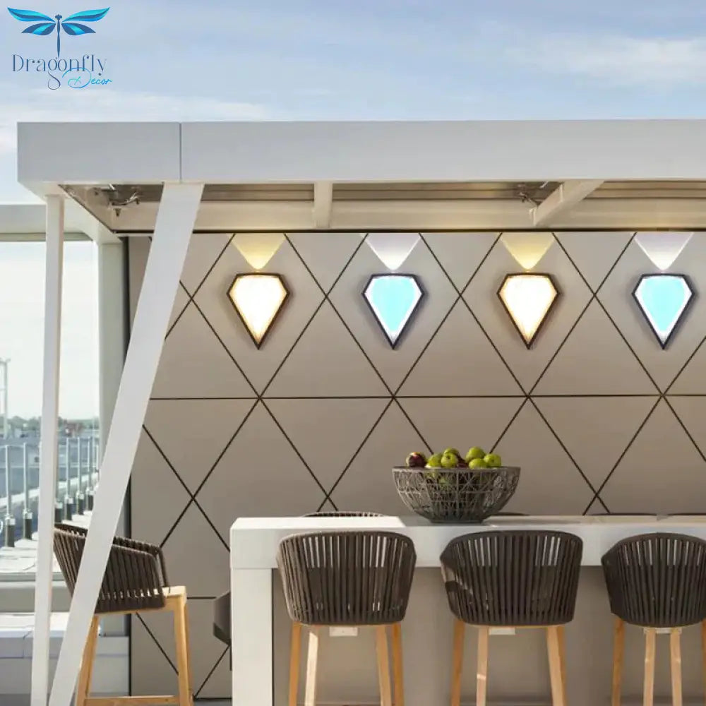 12W Outdoor Waterproof Ip65 Diamond Led Wall Light Porch Garden Lamps & Indoor Bedroom Living Room
