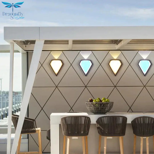 12W Outdoor Waterproof Ip65 Diamond Led Wall Light Porch Garden Lamps & Indoor Bedroom Living Room