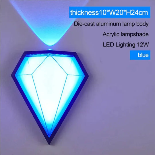 12W Outdoor Waterproof Ip65 Diamond Led Wall Light Porch Garden Lamps & Indoor Bedroom Living Room