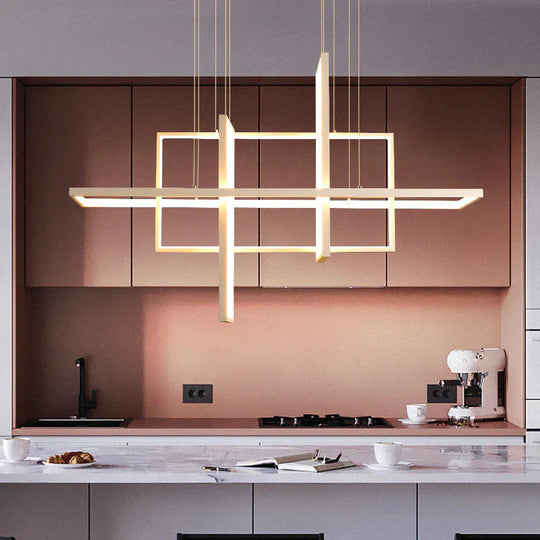 Rectangular Lamp Creative Art Geometric Chandelier Modern Simple Living Room Bedroom Dining Lamps